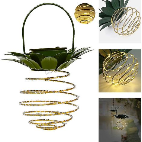 Lanternes solaires suspendues en forme d'ananas, 60 LED, pour décoration d'arbre, balcon ou fête - Lot de 2 (1/5)