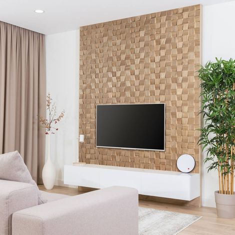 Panneau décoratif mural en bois massif – Épicéa certifié FSC – Dimensions 60x15cm – Épaisseur 19-39mm – 11 panneaux pour 1m² – Wooden Wall Design