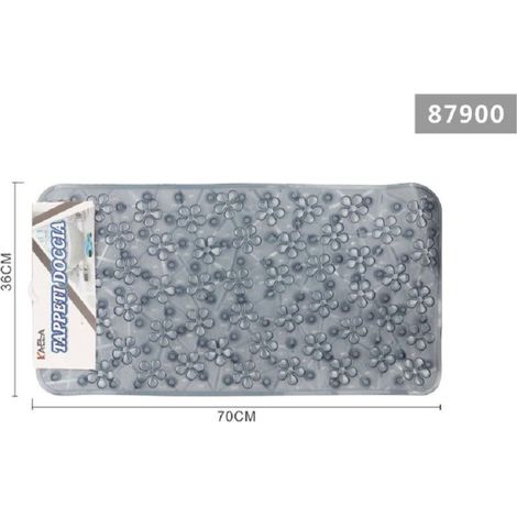 Trade Shop - RUTSCHFESTE RECHTECKIGE BADEWANNE DUSCHMATTE LOTUS GRAU 36 X 70 CM 87900 -