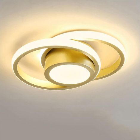 Plafonnier LED, Rond Lampe de plafond 32W, Moderne Luminaire Plafonnier pour Couloir Coucher Salle de Bains Cuisine Salon, Blanc Chaud - Doré (1/5)