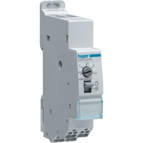 Hager – Minuterie simple tempo – Minuterie pour tableau électrique – Tension 230V – Programmation hebdomadaire – Alimentation secteur - EMS001B (1/3)