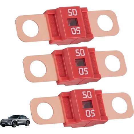 Fusibles Midi de 50 A (3 unidades), fusibles para automóviles, alto voltaje 12V-58V, compatibles con automóviles, camiones, vehículos de construcción, autobuses y caravanas. (1/5)