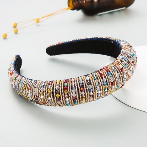 Bandeau baroque en cristal, tissage de perles épaisses, bandeau éponge pour filles (style 15) (1/5)