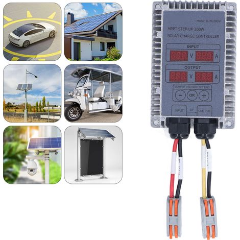 Controlador de carga de batería solar MPPT con pantalla, elevador de 24–85 V, 200 W, IP66 (1/5)