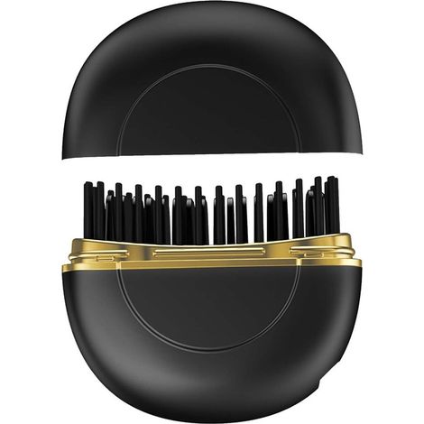 Brosse à cheveux de voyage sans fil, mini lisseur rechargeable à chauffe rapide en 10 secondes pour barbe et cheveux épais et bouclés (1/2)
