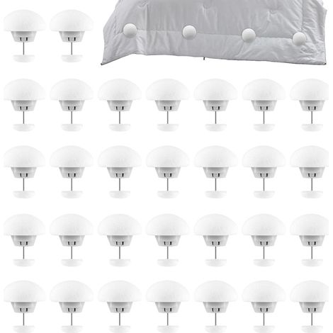 Sollbry 40 Pièces Attaches Couette Blanc, Clips pour Housse de Couette, 28 × 33 mm Fixations, Accessoires pour Draps, Couettes et Rideaux,blanc (1/5)