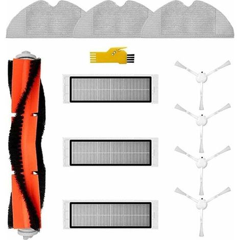 11-Pack Accessory Kit for Dreame F9, Xiaomi 1C, 25012, STYTJ01ZHM, XM200022 Robot Vacuum Cleaner: Main brush, filter and side brush. (1/4)
