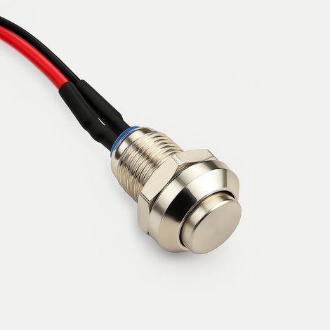 Gebildet Lot de 4 Métal Interrupteurs à Bouton-Poussoir Momentanés, Étanches Silver Point 8mm Mini Micro Ronds 0-250V à Réarmement Automatique pour Sonnette de Démarrage Électrique, Pied D’Or