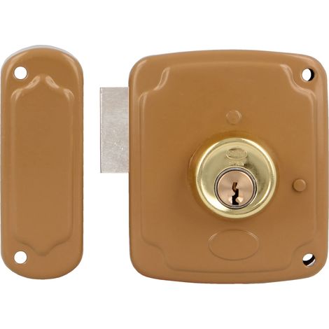AMIG Serrure en applique et verrous 72PU 80 x 95 mm Acier Émaillé or - Gauche (1/4)