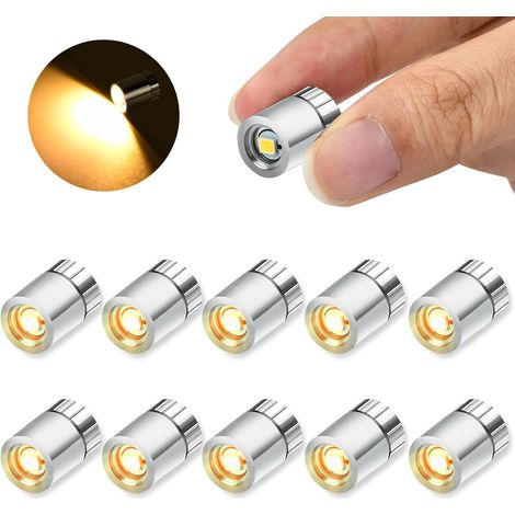 10 mini luci LED, lampada LED in miniatura con batteria, piccola luce LED per decorazione, lampada LED per casa delle bambole, lampada in miniatura per modellismo (luce bianca calda) (1/5)