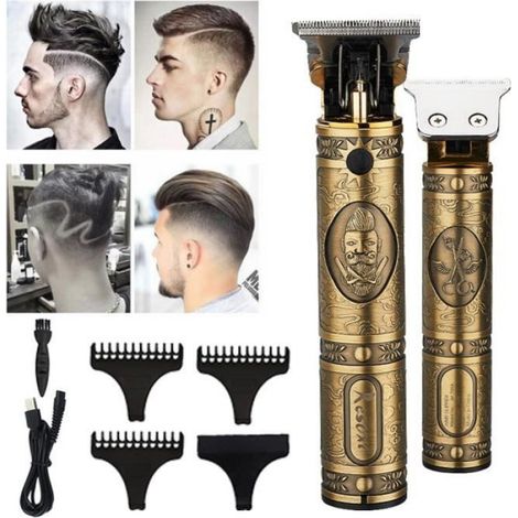 Tondeuse à cheveux/barbe électrique professionnelle rechargeable - Homme - Bronze - 3 réglages de longueur (1/4)
