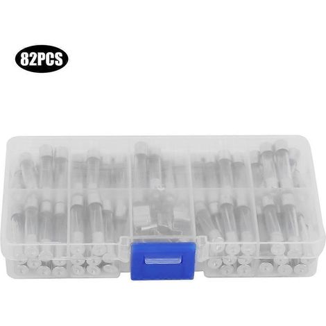 82-teiliges Sortiment an 6x30mm 250V 0,5A30A Glasrohrsicherungen mit Sicherungshalter