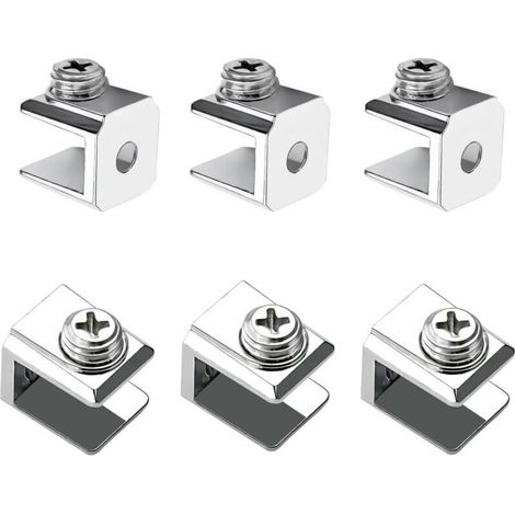 16 Pièces Pince à Verre, Support de Verre Réglable, Pince Support en Alliage de Zinc, Pince de Fixation pour Verre de 3-8mm D'épaisseur, Avec Vis (1/4)