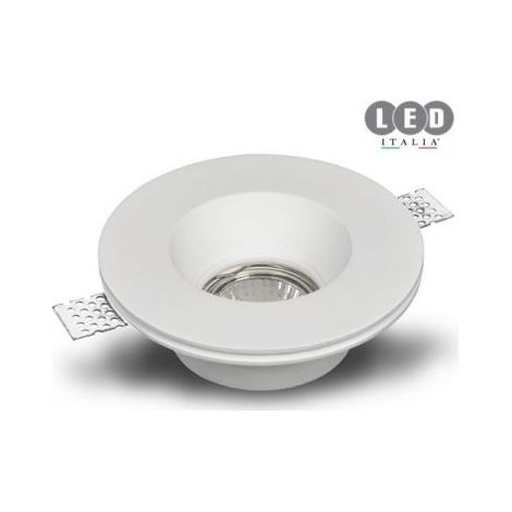 Faretto in Gesso Bianco Verniciabile Rotondo Incasso Cono GU10 con Alette Regolabili