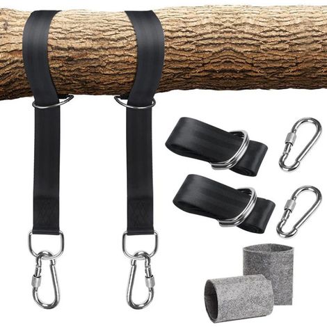 Schaukel Befestigung, Hngematte Befestigung Befestigungsset Aufhngung  Hngesessel Befestigung Max 200kgs aus Reifestem Polyester mit 2 Baumschutz  Polster und 2 Premium Karabinern(1.5M)