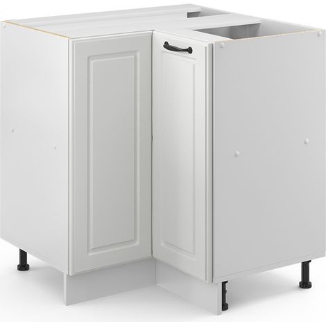 Eckunterschrank R-Line, Weiß Landhaus, 75.6 cm ohne Arbeitsplatte, Vicco