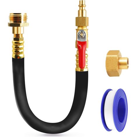 Kit d'hivernage pour VR, adaptateur de purge d'air avec vanne d'arrêt, raccord rapide pour compresseur d'air, kit d'antigel pour l'hivernage des VR, caravanes et bateaux (1/5)