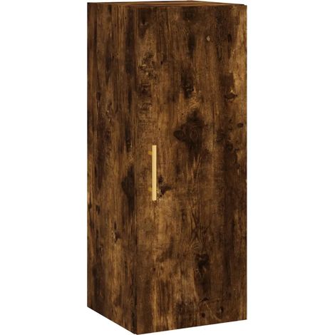 Armadio a parete in rovere fumo design elegante 34,5 x 34 x 90 cm pratico e moderno in legno multistrato 020048658