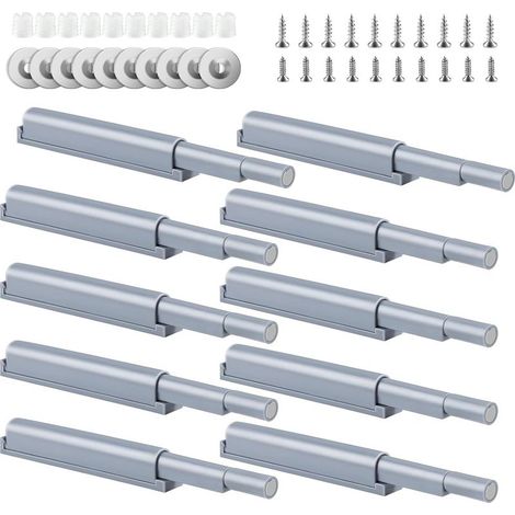 10pcs Amortisseurs de porte d'armoire à pousser gris Système d'ouverture à pousser avec amortisseur Amortisseur de porte de cuisine Armoire de placard pour fermeture amortie (1/5)