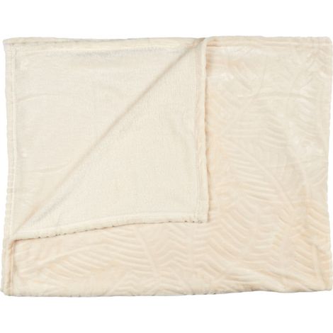 Plaid Flanelle Embosse "Roméo" 120x150cm Crème (1/3)