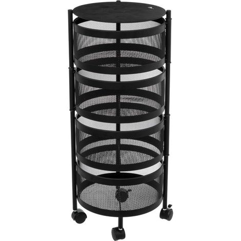 five simply smart - FIVE-181832 Meuble de cuisine avec 4 paniers pivotants sur roulettes, métal noir, hauteur 76 cm (1/5)