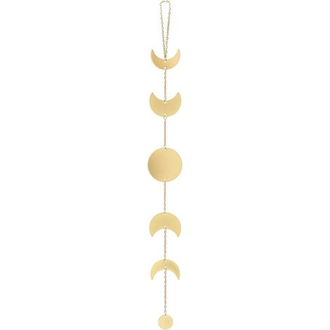 Guirlande de phases lunaires Mkouo en métal, style bohème chic, décoration murale dorée. Idéale pour appartement, dortoir, bureau, (1/5)