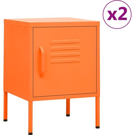 Nachttische 2 Stk. Orange 35x35x51 cm Stahl (1/5)