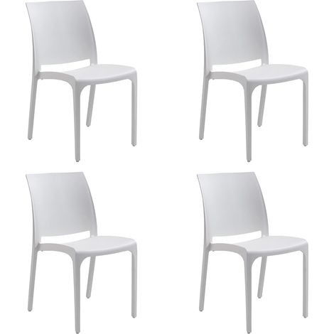Set 4 Sedie da Giardino 46x54xH80 cm in Polipropilene e Fibra di Vetro Sofia Bianca (1/4)