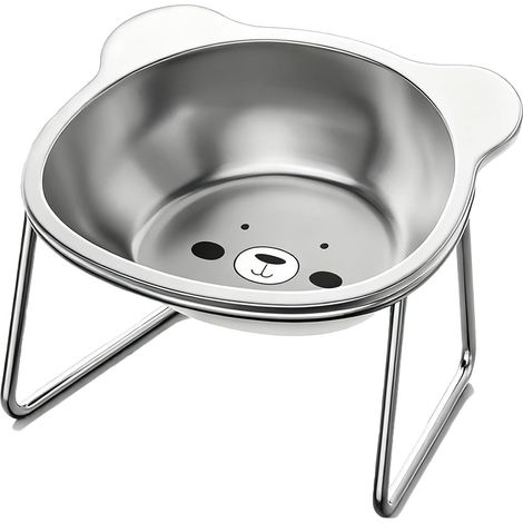 Neigbarer Katzennapf - 15 cm (5,9 Zoll) großer, abnehmbarer, neigbarer Edelstahl-Haustiernapf für den Innenbereich, druckfrei, 15° Neigung, Metallständer, Anti-Erbrechen-Hundenapf - Geeignet für klein
