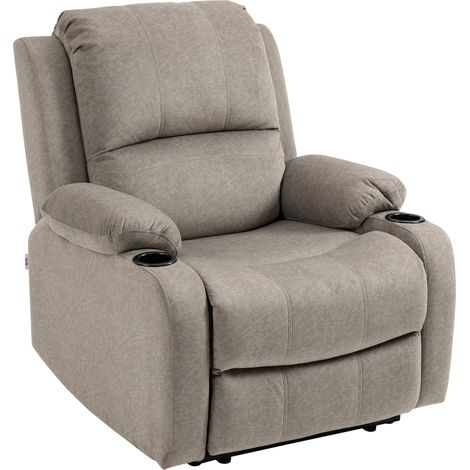 Adjustable Microfibre Recliner Chair with Leg Rest and Cup Holders for Living Room Comfort-Brown Armchair