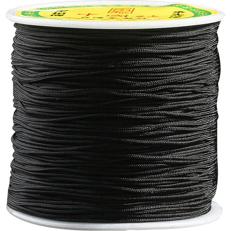 3 cuerdas de nailon trenzado súper resistentes de 0,8 mm para restauración de campanas, fabricación de joyas y manualidades (negras, 50 m)