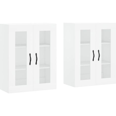 2 pcs Buffet,Bahut, Armoires murales blanc bois d'ingénierie CFW51672 (1/5)