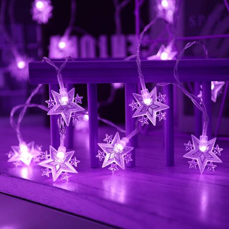 Guirlande Lumineuse Solaire - Étoile À Cinq Branches - 40 LED Blanc Chaud - Usage Intérieur Et Extérieur - PVC Résistant Aux Chocs - 1 Pièce (1/5)