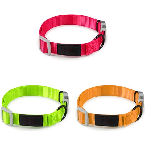 Collier Pour Chien - Bande Nylon Haute Qualité - Boucle Plastique Écologique - Anneau D Métallique Chromé - Pour Chiens Petit, Moyen Et Grand Modèle - Par 3 (1/5)
