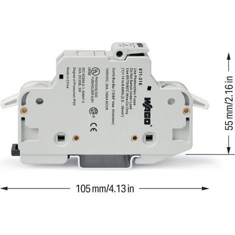 WAGO 2-Leiter-Sicherungshalter CC 1-polig lichtgrau 811-414
