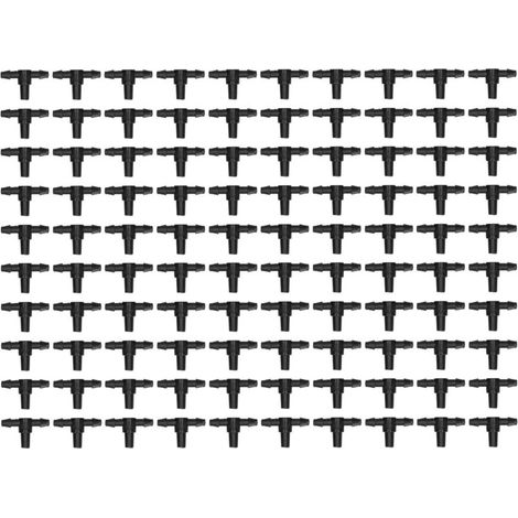 100 raccords de tuyau 4/7, raccords en T pour système d\'irrigation goutte-à-goutte (1/4)