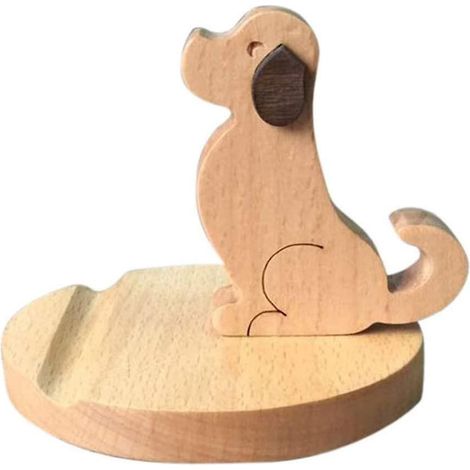 Handyhalter in Stiftform aus Holz, Mini-Handyhalter in Hundeform, Smartphone-Ständer für Schreibtisch/Tisch