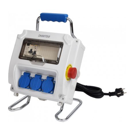 Coffret électrique de chantier monophasé transportable avec arrêt d'urgence - 3 x 2P+T - câble HO7RN-F 3G2,5 - IICSEN (1/4)