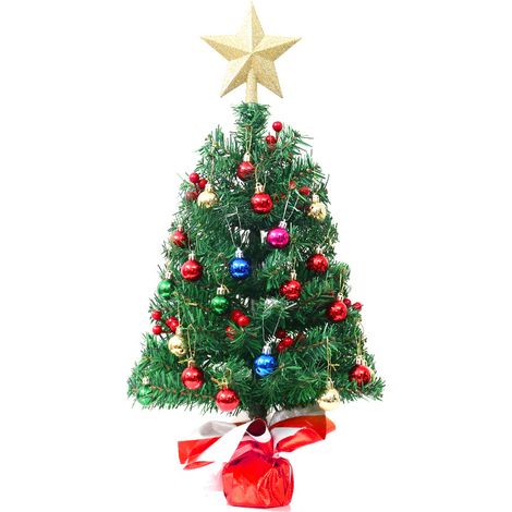 45 cm Mini-Kunstweihnachtsbaum mit Dekorationen und LED-Lichterkette