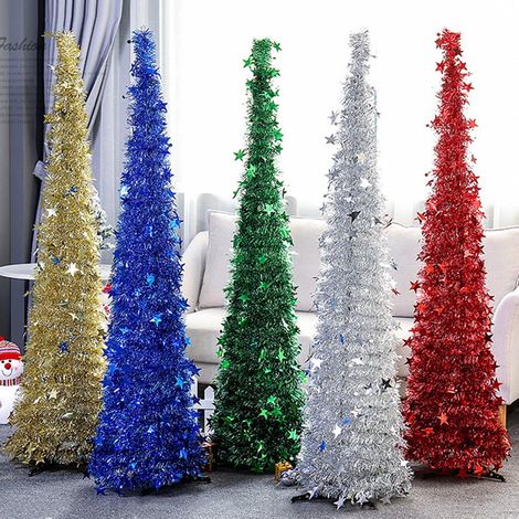 Arbre De Noël - En Plastique PET Rouge - Dépliable Et Télescopique - Pour Chambre À Coucher Salon TV - Hauteur 120 Cm - 1 Pièce (1/5)