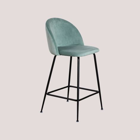 Pack de 4 taburetes altos en terciopelo Kana Design SKLUM        Verde Abeto Negro    
