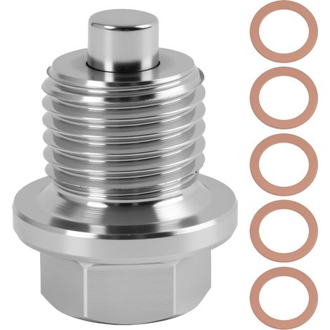 Bouchon de Vidange Voiture, Kit de Vidange avec 5 Joints en Cuivre, Bouchon M14x1,5 pour Entretien Moteur, Protection Contre Impuretés, Durable et Réutilisable (1/5)