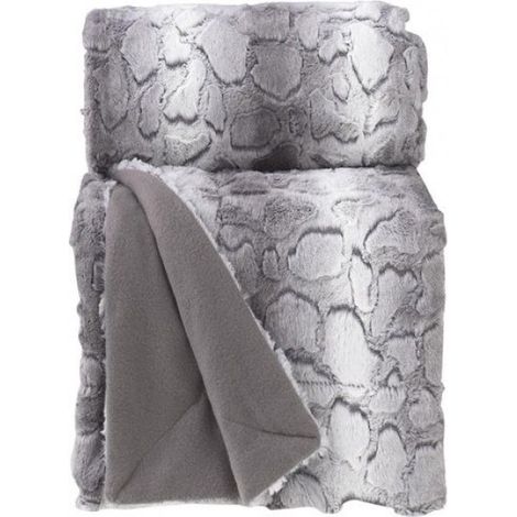 Plaid a poils 127 x 152 cm Siberie gris (1/2)