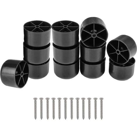 2025 12x Pieds de canapé ronds en plastique noir 50x35mm Compatibles avec les canapés et les fauteuils (1/5)