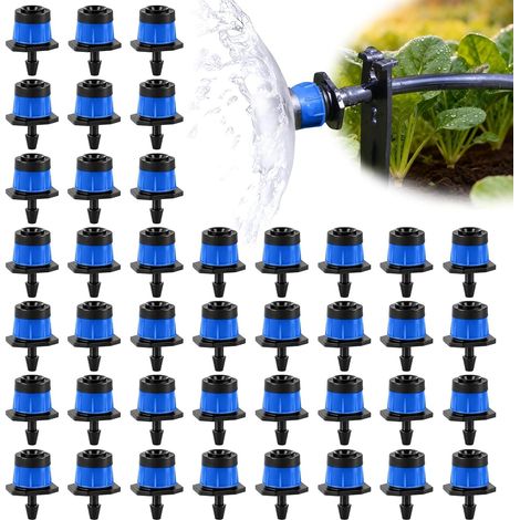 100 pièces 1/4" Émetteurs d'Irrigation Goutte à Goutte Réglables, Goutteurs d'Arrosage 4/7 mm Anti Colmatage Micro Asperseurs Tube d'Arrosage Émetteur 360 Degrés d'Arrosage (Bleu, Vortex) (1/5)