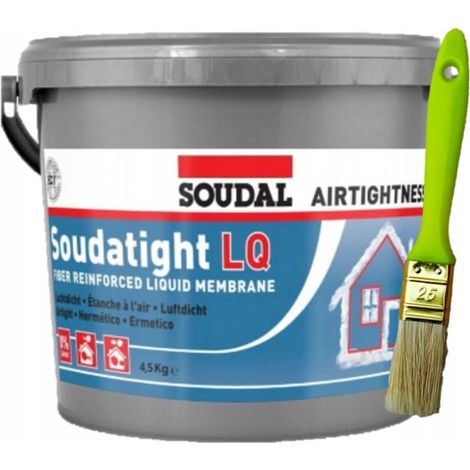 Membrana líquida Soudal Soudatight LQ para interior, color negro, 4,5 kg + cepillo de regalo.