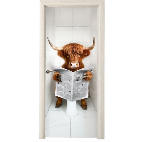 STICKER DE PORTE Scottish Highlander - Journal - WC - Animal Décoration Chambre (1/5)