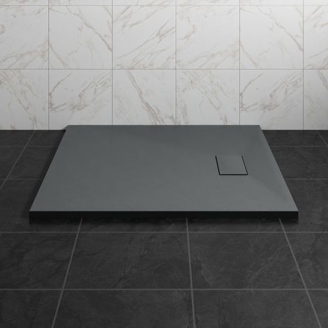 NRG 1000 x 900mm SMC Anthracite Rectangle Slate Effect Bathroom Shower Tray