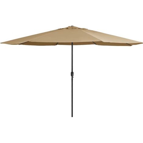 Parasol de jardin, mât en métal, 390 cm, brun grisâtre (1/5)