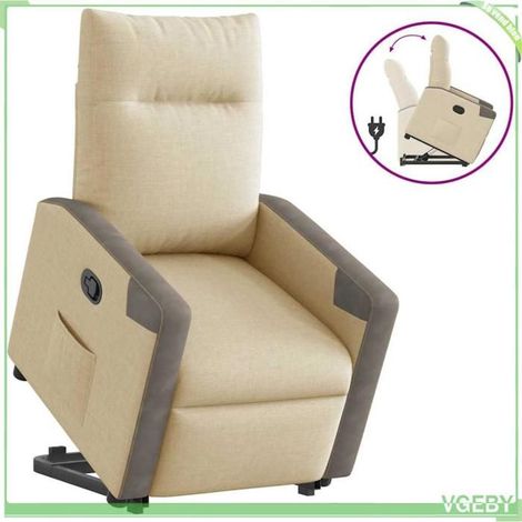 Fauteuil inclinable - FAF7291712441219 - Moteur levage électrique - Inclinaison 135° - Crème/Gris (1/5)